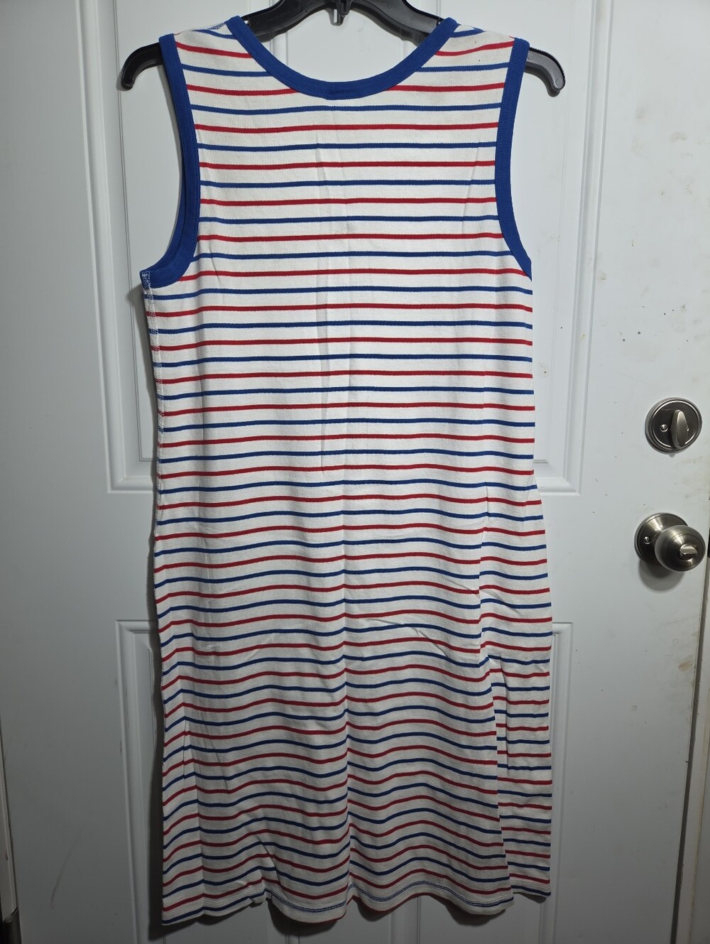 Hanna Andersson Organic Cotton Striped Henley Tank Dress Large Nautical ⛵️❤️ - Picture 6 of 11